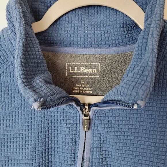 LL Bean Quarter Zip Navy Blue Waffle Longsleeve Pull Over Shirt Men's Large Tall - Picture 3 of 6